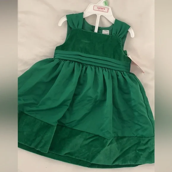 Carter's | Dresses | 8 Months Baby Girl Green Velvet Dress | Poshmark
